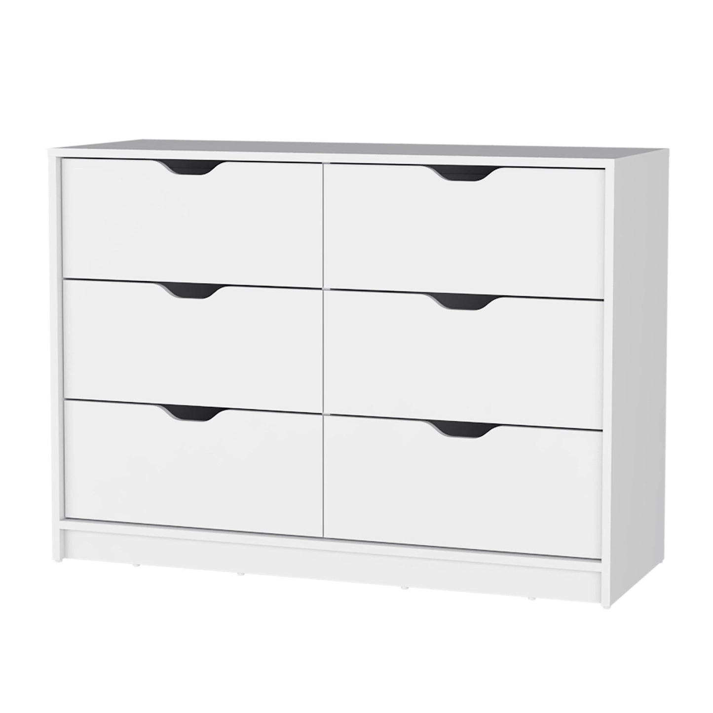 42" White Manufactured Wood Six Drawer Modern Dresser