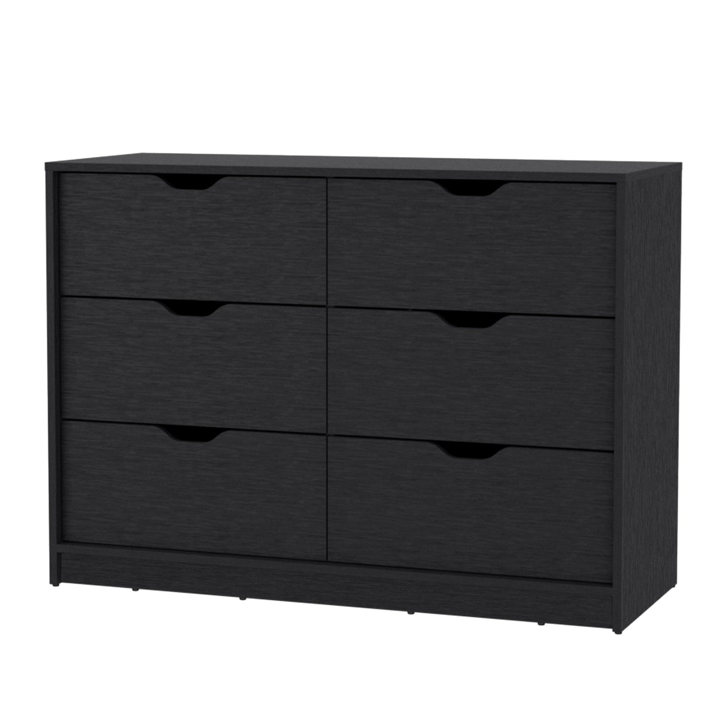 42" Black Manufactured Wood Six Drawer Modern Dresser