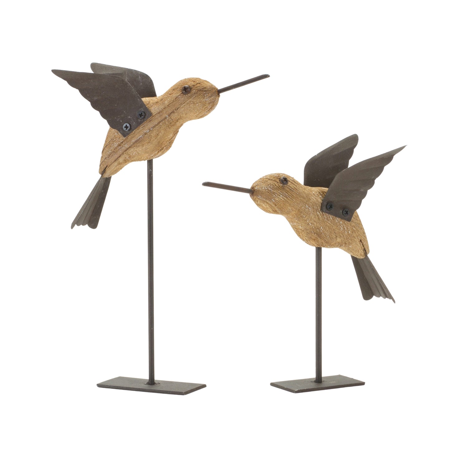 Set Of Two 8" Natural Bird Bird Figurine