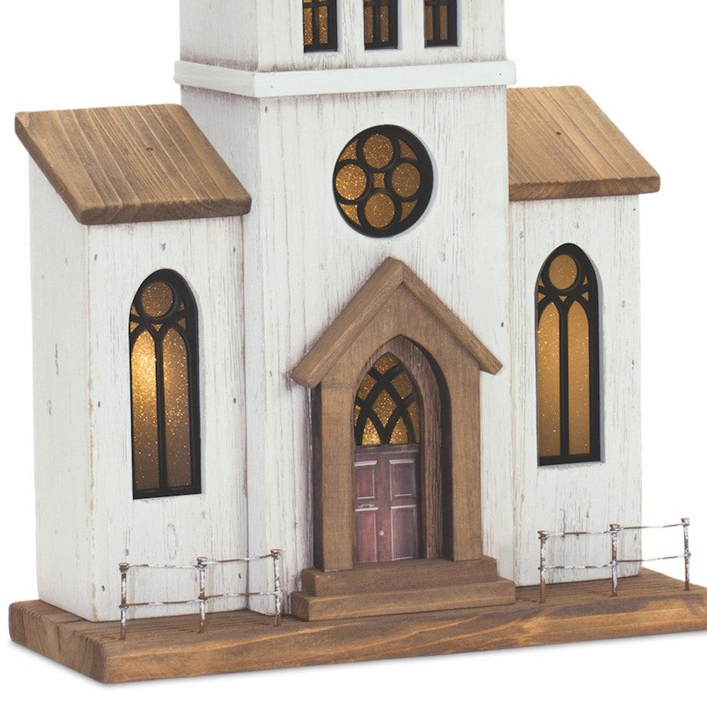 25" Brown and White Church Figurine