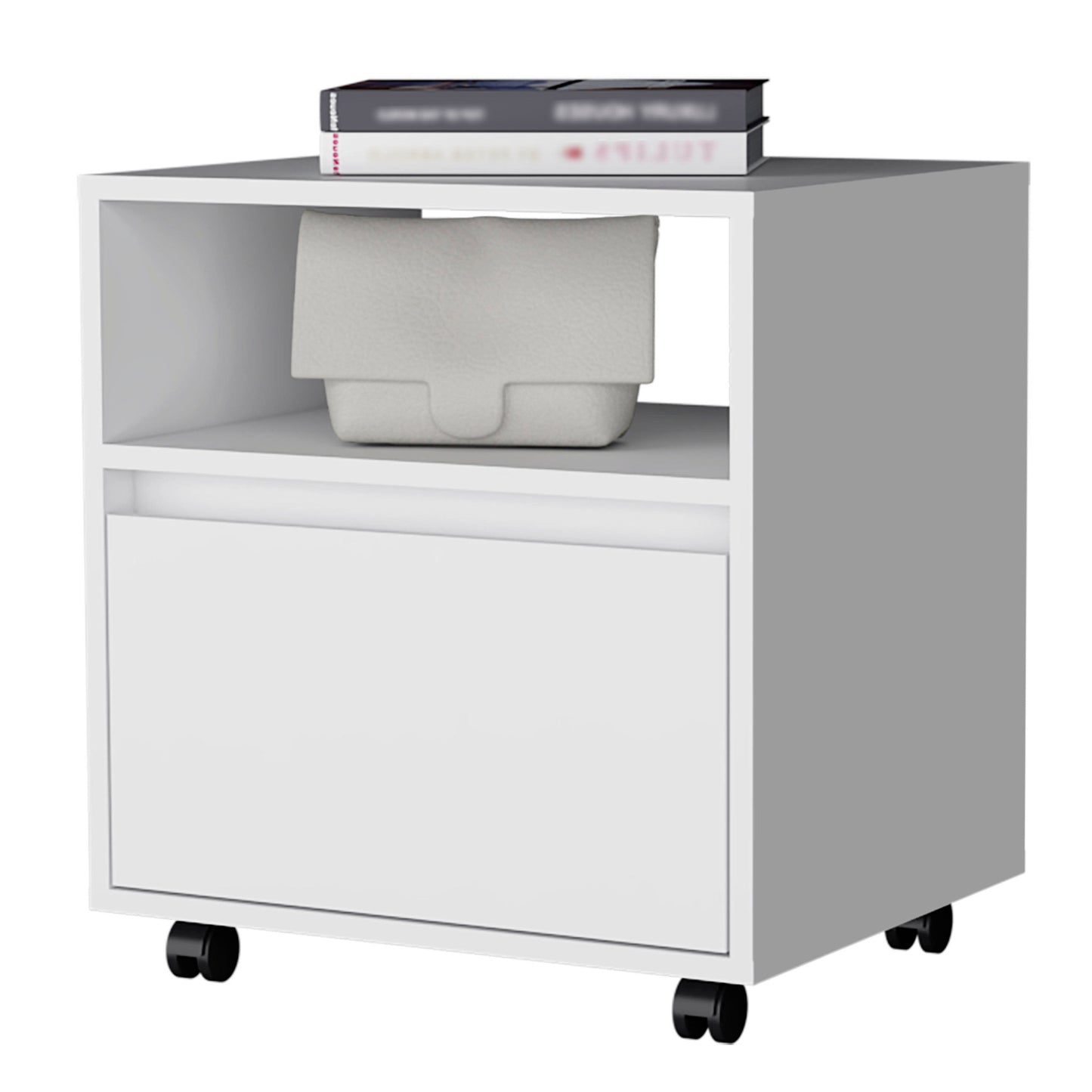 21" White One Drawer Nightstand With Integrated Tech