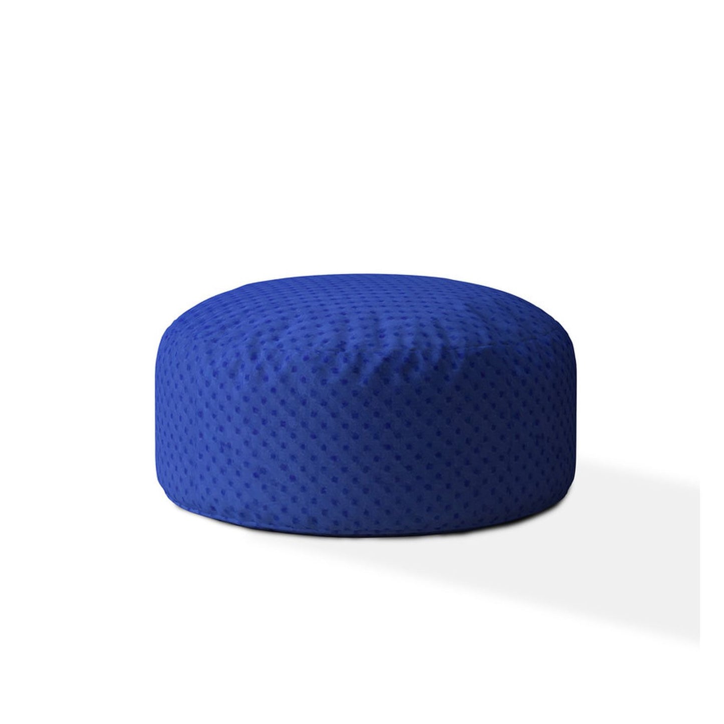 24" Blue Polyester Round Pouf Ottoman