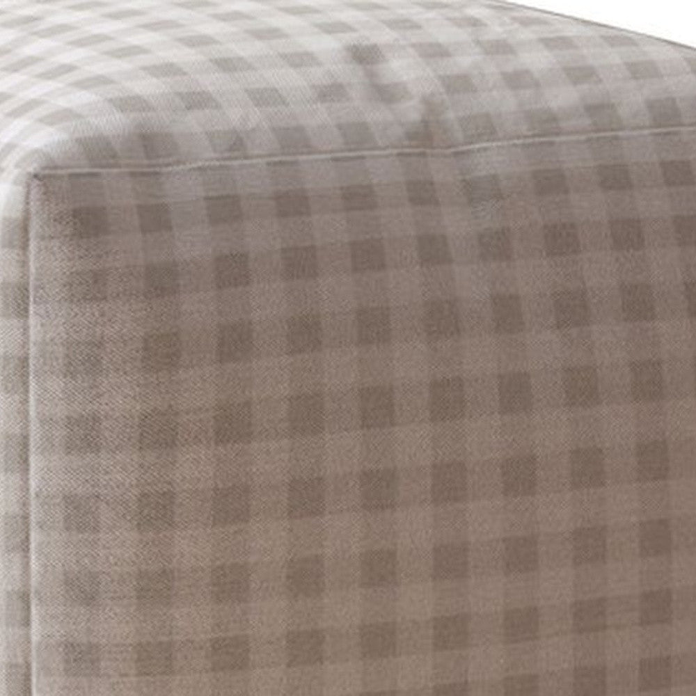 17" Gray Cotton Gingham Pouf Ottoman