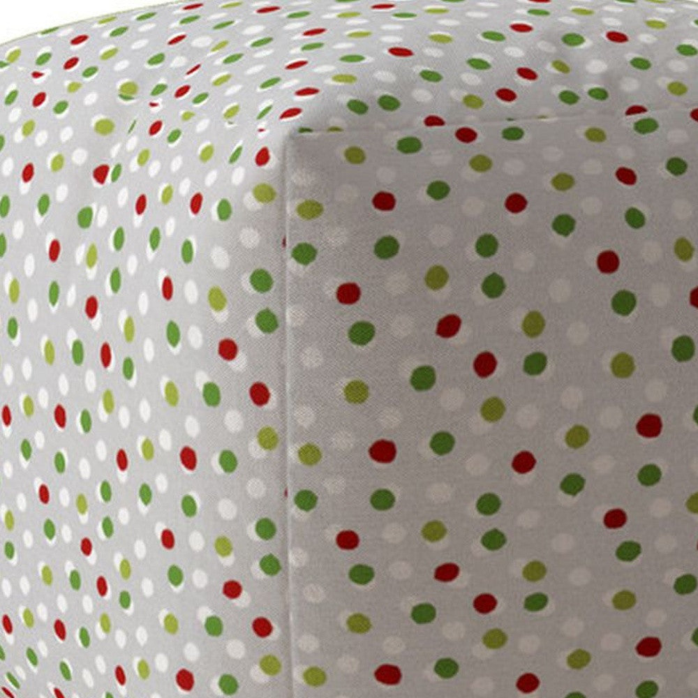 17" Green Cotton Polka Dots Pouf Cover