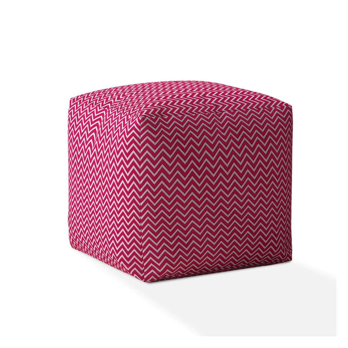 17" Pink Cotton Chevron Pouf Cover