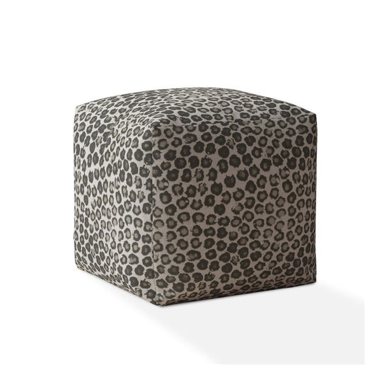 17" Beige Cotton Abstract Pouf Cover