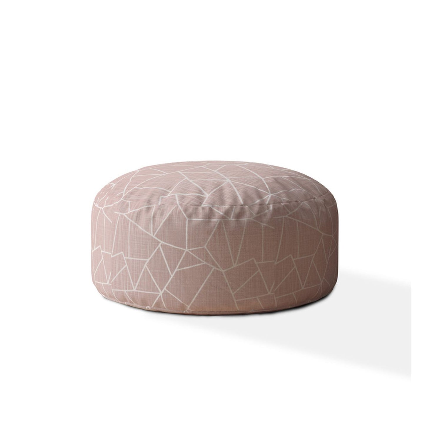 24" Pink Canvas Round Geometric Pouf Cover