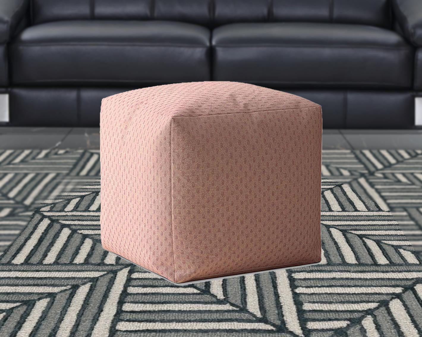 17" Pink Polyester Pouf Cover