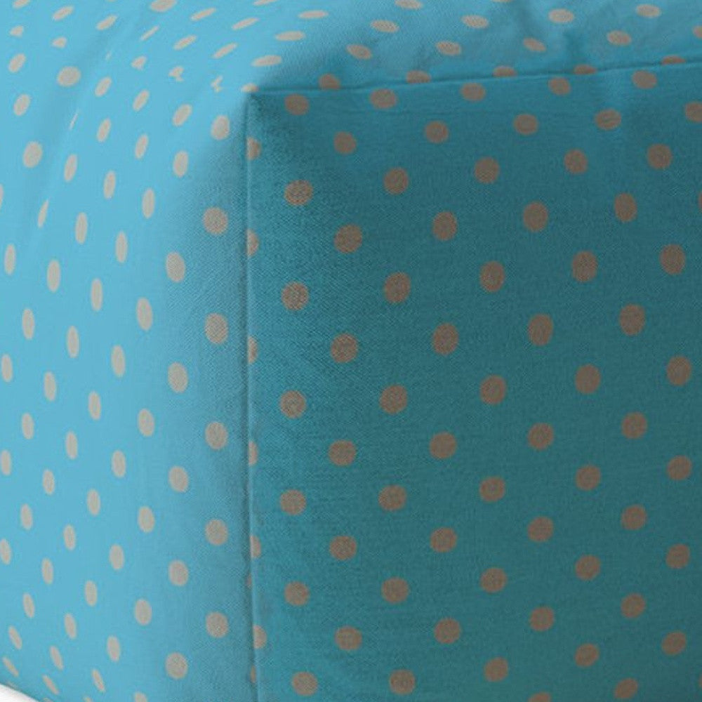 17" Blue And Gray Cotton Polka Dots Pouf Cover