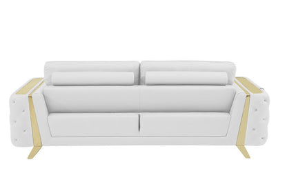 Three Piece Indoor White Italian Leather Six Person Seating Set