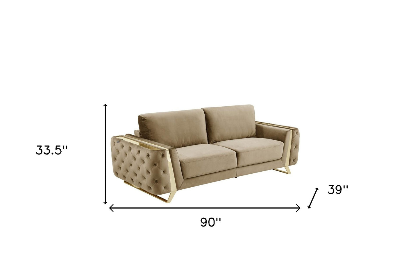 Three Piece Indoor Beige Velvet Six Person Seating Set