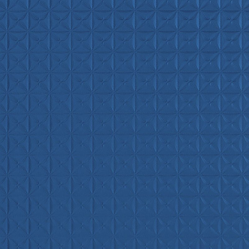 Blue cobalt upholstery fabric with a subtle textured weave and a repeating diamond grid pattern.