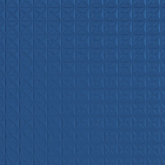 Blue cobalt upholstery fabric with a subtle textured weave and a repeating diamond grid pattern.