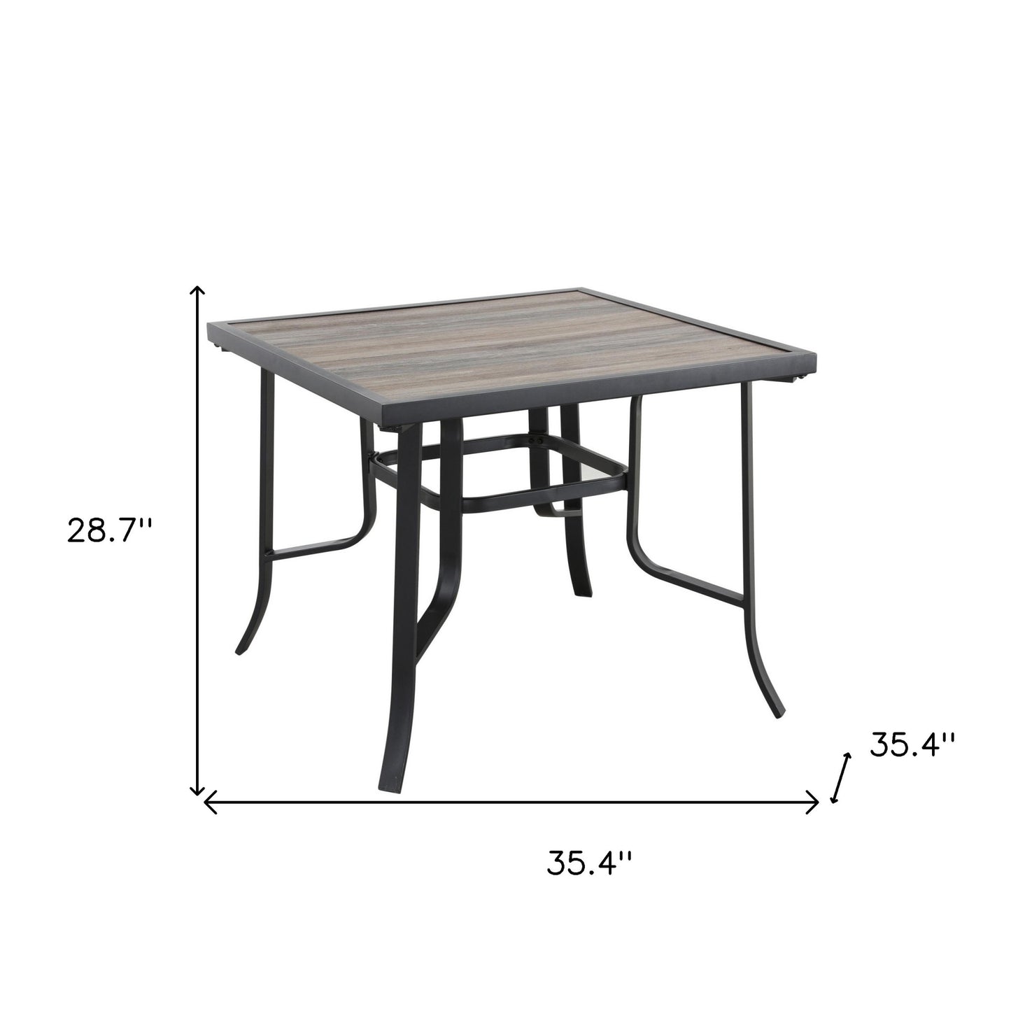 35" Brown and Black Square Metal Outdoor Dining Table