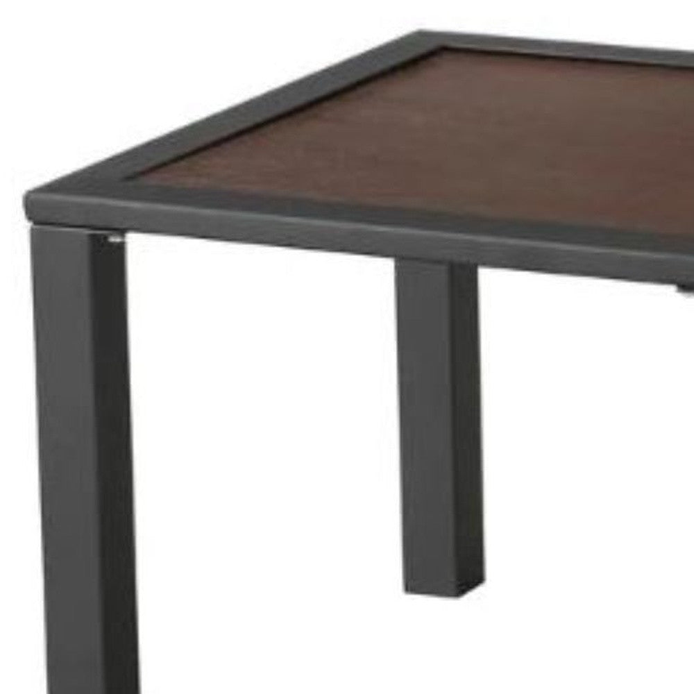 21" Brown and Black Square Metal Outdoor Side Table