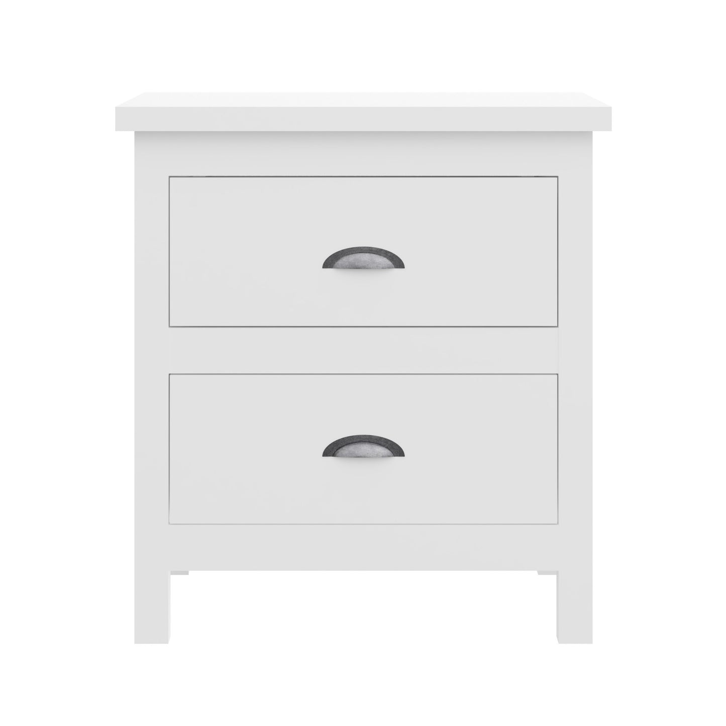 20" White Two Drawer Nightstand With Solid Wood Top