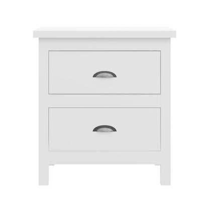 22" Solid Wood Two Drawer Nightstand