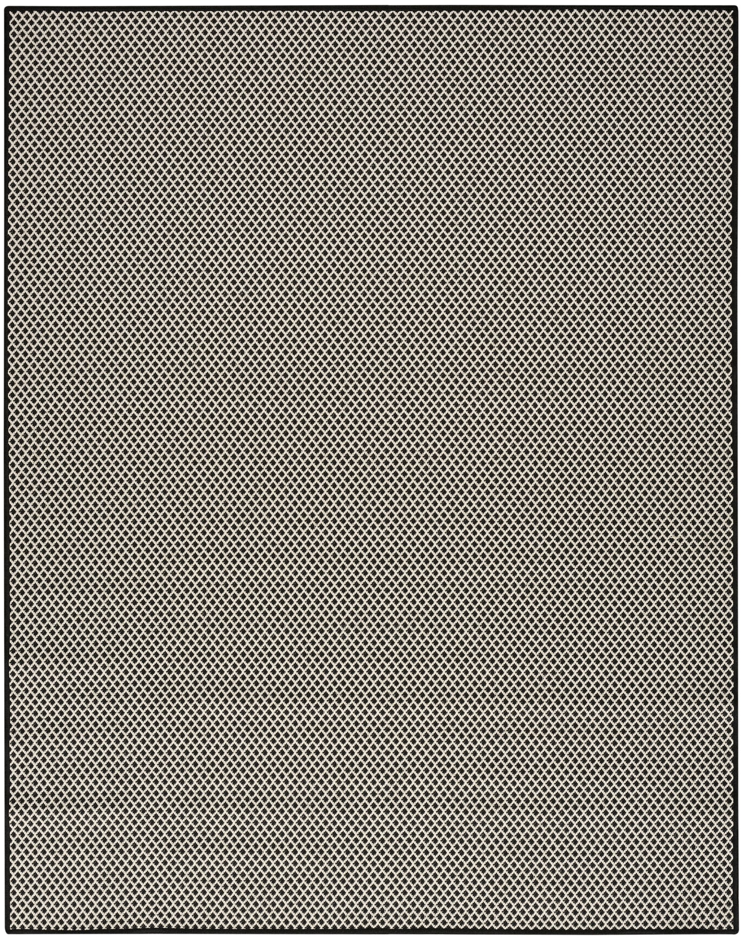 Beige diamond-pattern rug with a dark border; size 9' x 12'.