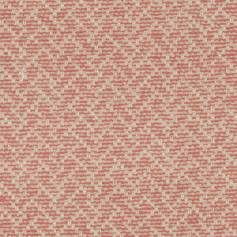 Peach and ivory woven jacquard fabric swatch with tiny rectangular texture for upholstery.