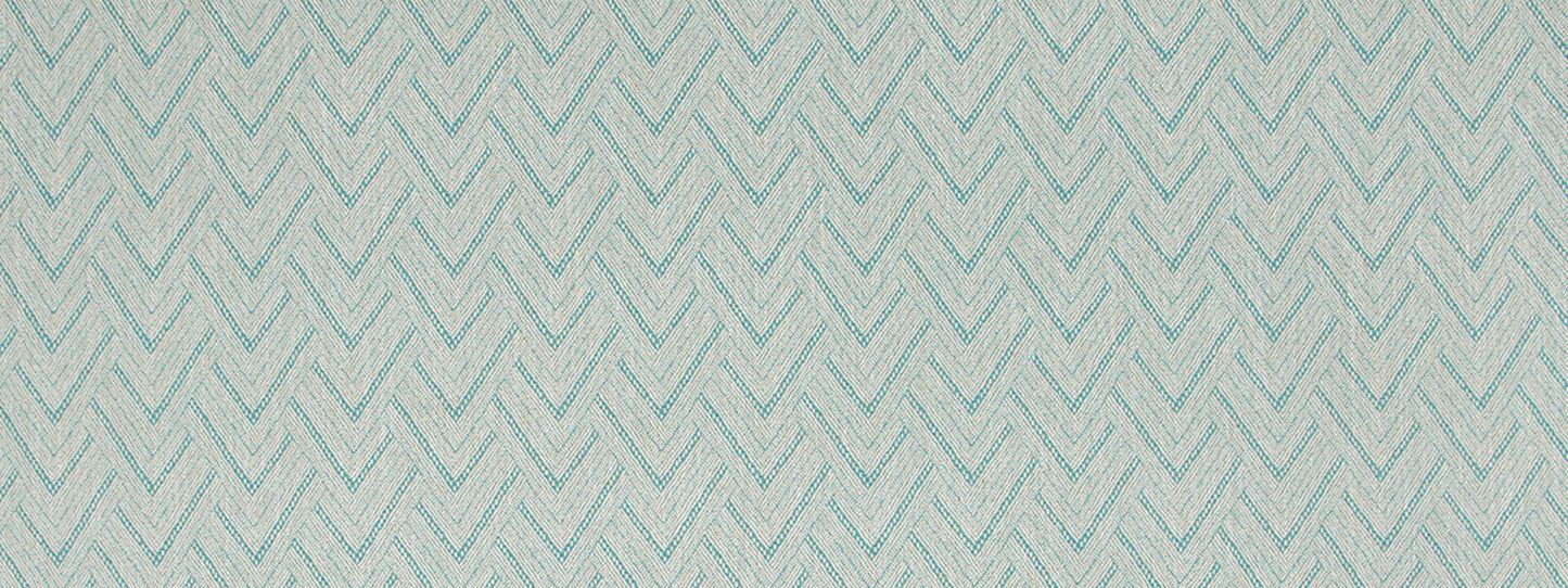 Teal mint chevron pattern on light beige background; repeating V-shaped zigzags with subtle texture.