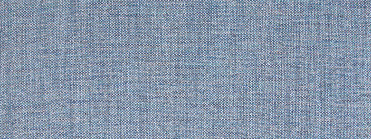 Azure upholstery fabric with a linen-like weave and subtle crosshatch texture.