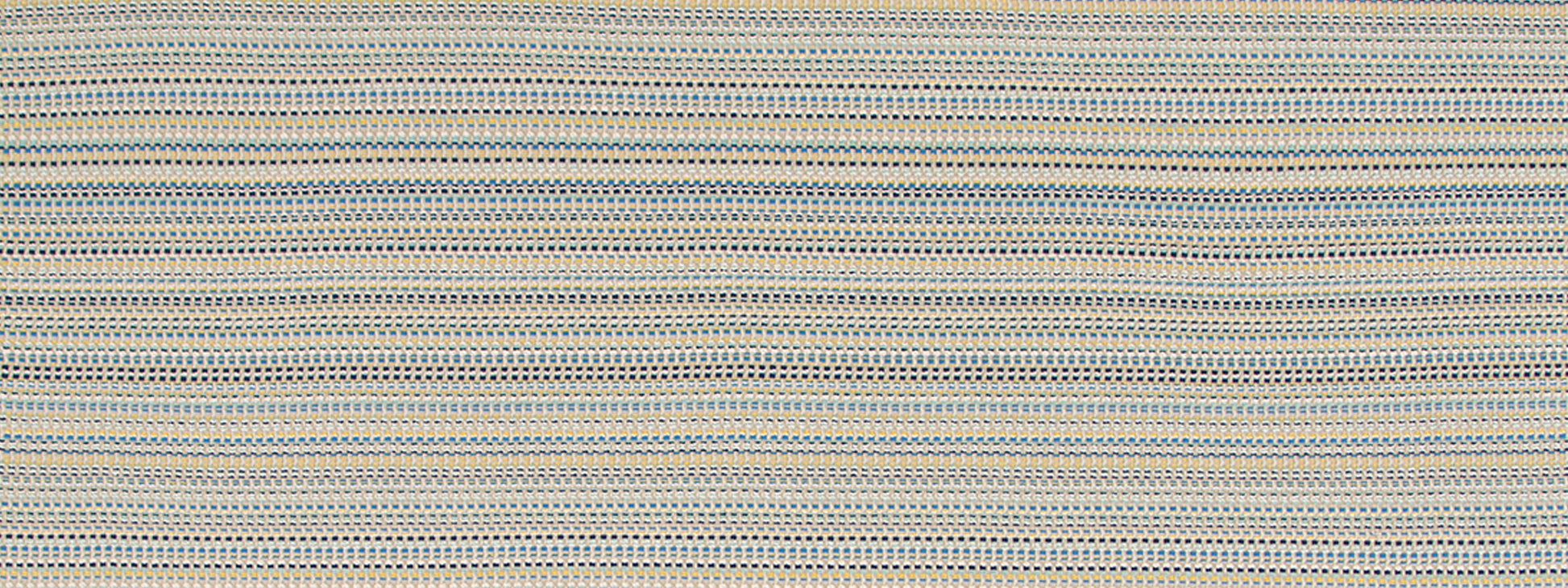 Azure Bramble Weave upholstery fabric; woven with thin blue, gray and beige stripes and a textured weave.