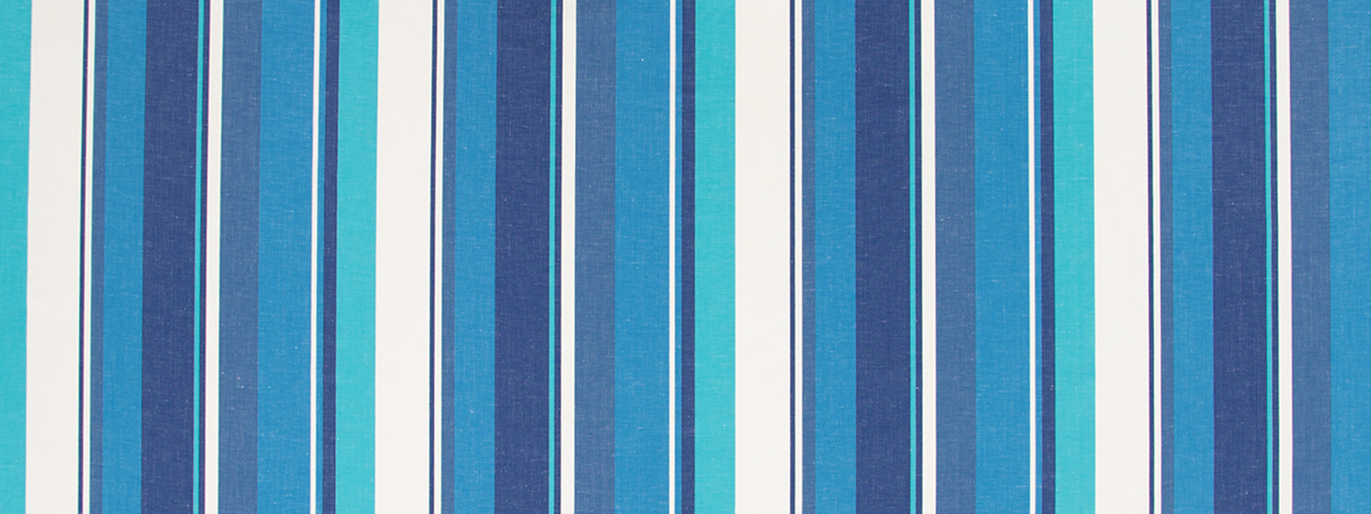 Vertical blue stripes in navy, teal, light blue and cream; bold modern wallpaper or fabric pattern.