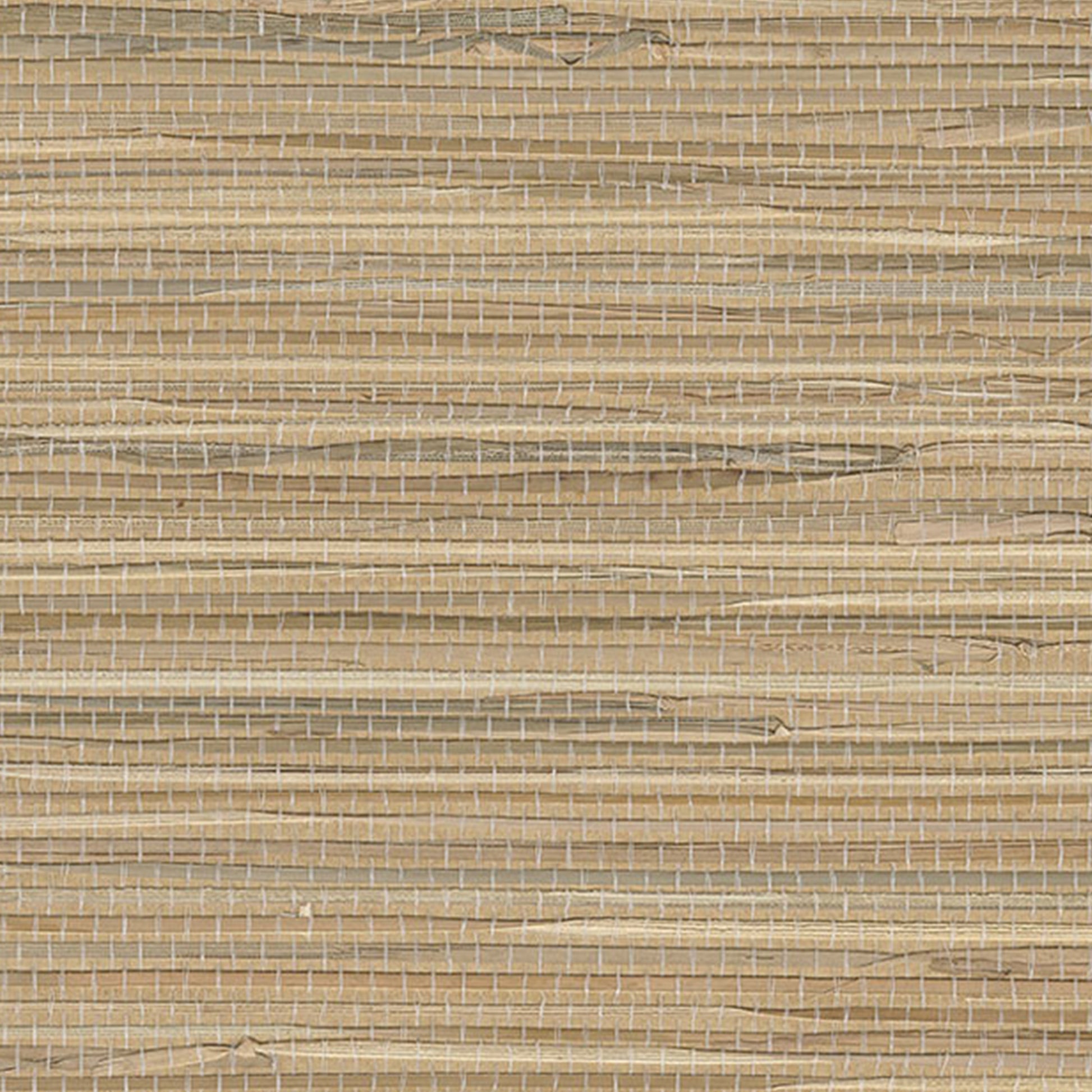 Beige grasscloth wallpaper texture with woven fibers and subtle color variation.