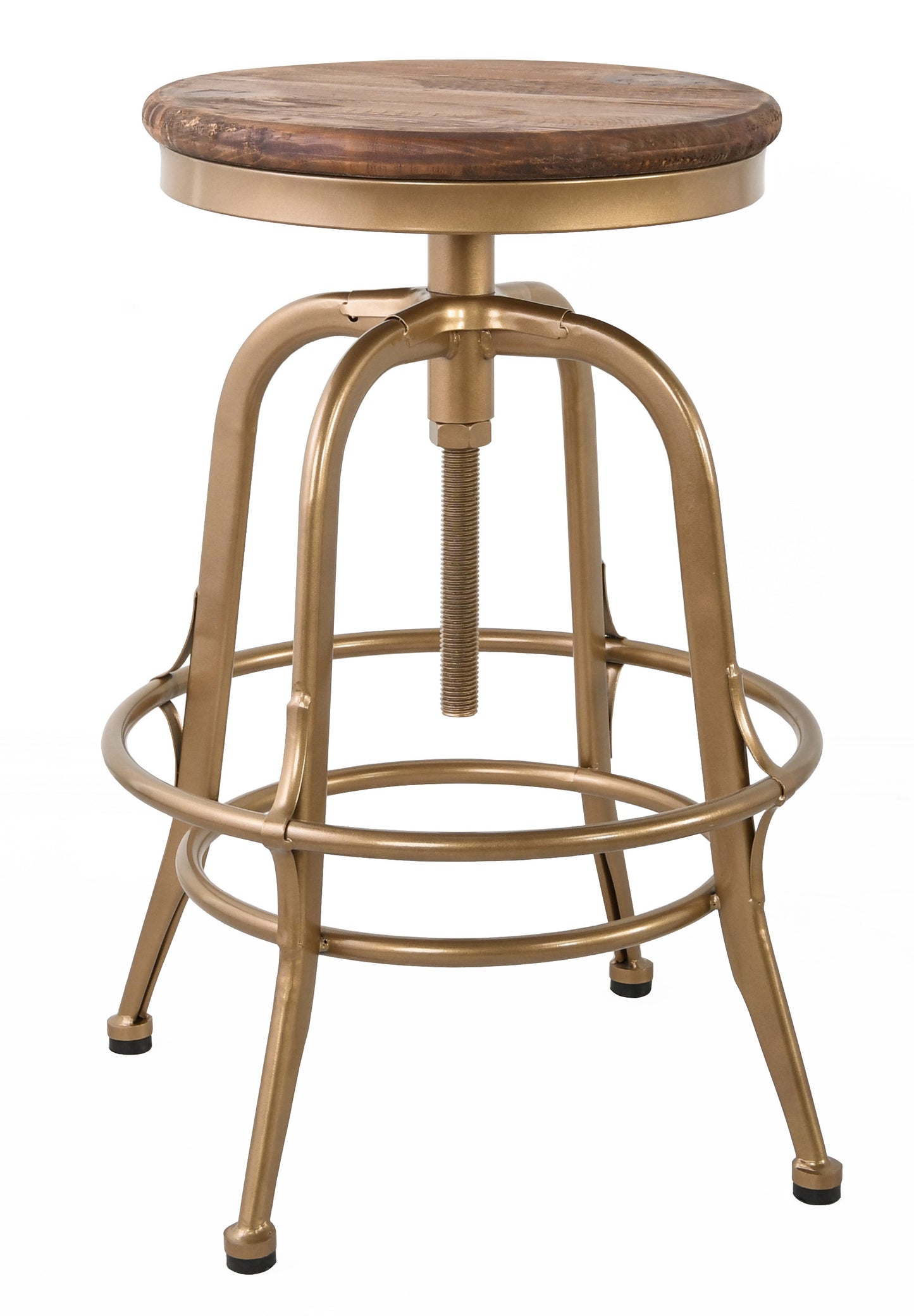 " Brown And Brass Metal Backless Bar Chair