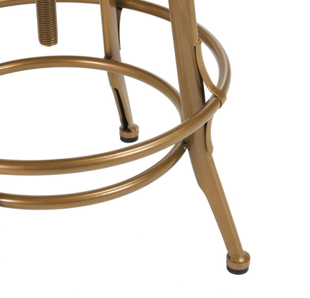 " Brown And Brass Metal Backless Bar Chair
