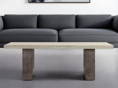 24" Gray And Dark Gray Solid Wood And Concrete Coffee Table