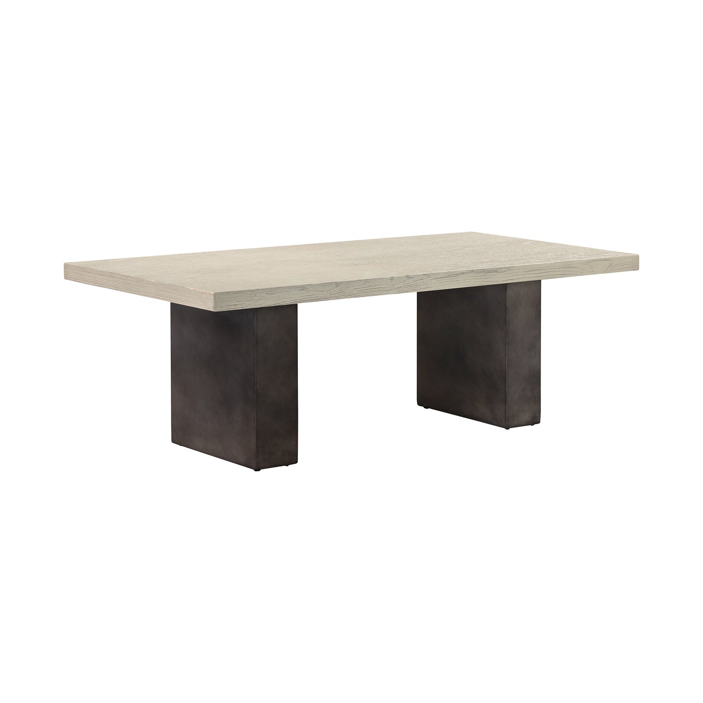 24" Gray And Brown Concrete And Solid Wood Coffee Table