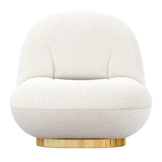 30" White and Gold Boucle Slipper Chair