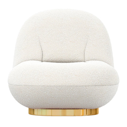 30" White and Gold Boucle Slipper Chair