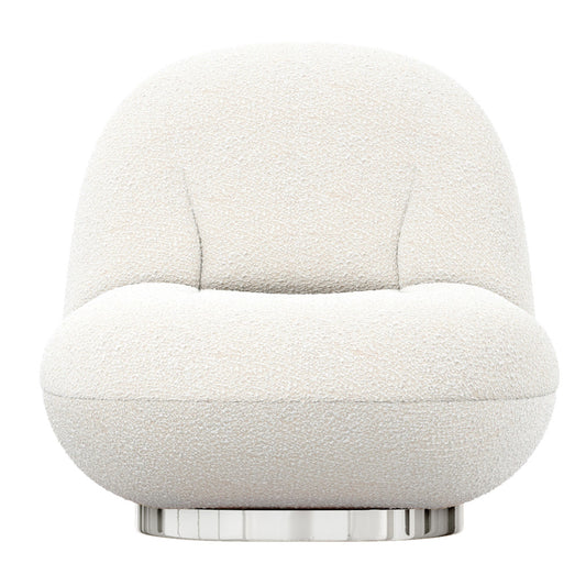 30" White and Silver Boucle Slipper Chair