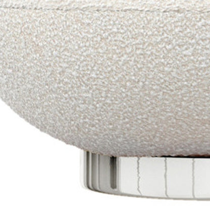 30" White and Silver Boucle Slipper Chair