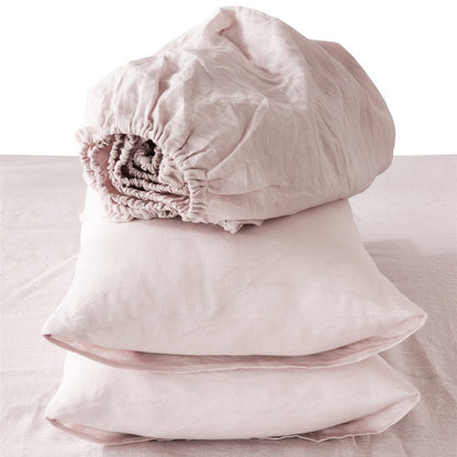 Four Piece Light Pink Linen Sheet Set