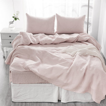 Four Piece Light Pink Linen Twin Sheet Set