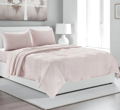 Four Piece Light Pink Linen Sheet Set