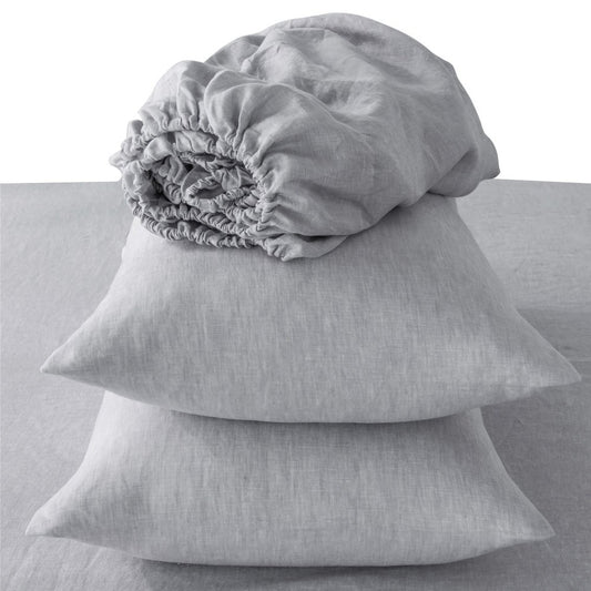 Four Piece Blue Linen Queen Sheet Set