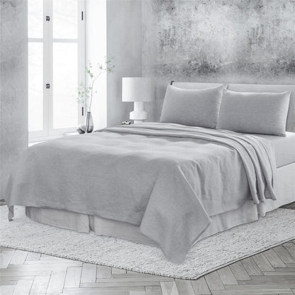 Four Piece Blue Linen Queen Sheet Set