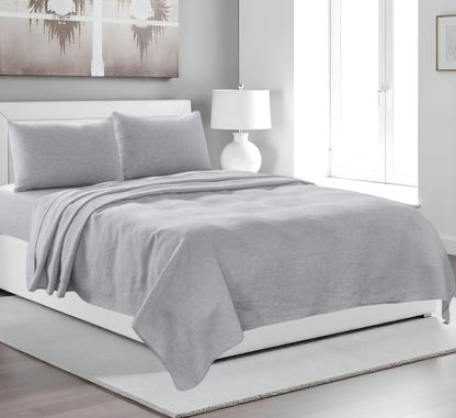 Four Piece Blue Linen Queen Sheet Set