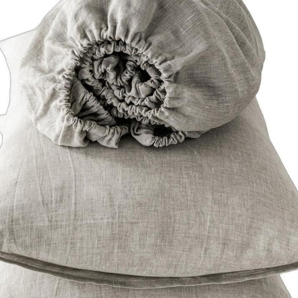 Four Piece Light Gray Linen Sheet Set