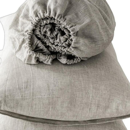 Four Piece Light Gray Linen Sheet Set