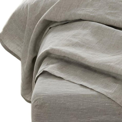 Four Piece Light Gray Linen Sheet Set