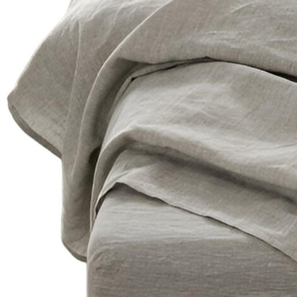 Four Piece Light Gray Linen Sheet Set