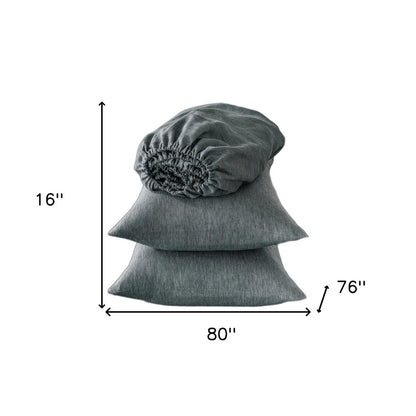 Four Piece Blue Linen King Sheet Set