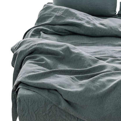 Four Piece Slate Gray Linen King Sheet Set