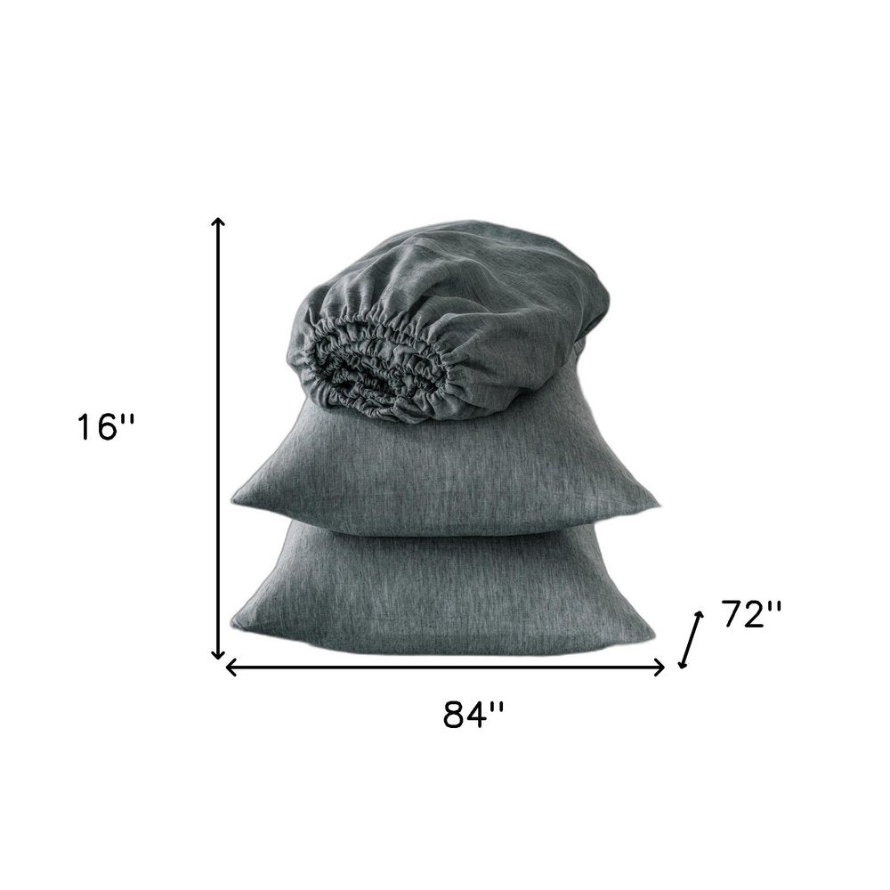 Four Piece Slate Gray Linen Sheet Set