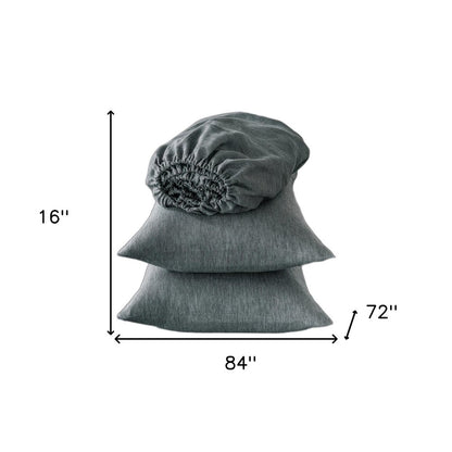 Four Piece Slate Gray Linen Sheet Set